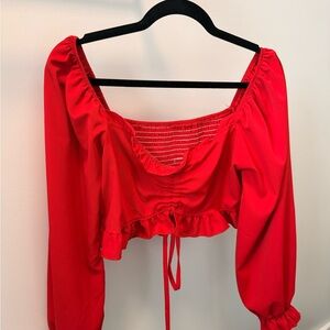 SHEIN Red Square Neck Blouse